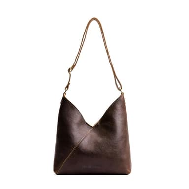 Portland Leather Goods Naomi Shoulder Bag – Slouchy Leather Shoulder Bag with Adjustable Crossbody Strap & Secure Magnetic Closure – Handmade from the Finest Full-Grain Hides – Small, Coldbrew