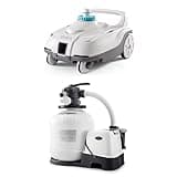 Intex ZX100 Automatic Pressure Side Swimming Pool Cleaner with 26679EG 2,150-GPH 16" Krystal Clear Saltwater System and Sand Filter Pump