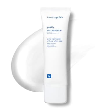 Face Republic Purity Sun Essence 50ml 1.69fl.oz. | SPF50+ Broad Spectrum UV Protection | No White Cast | Water Resistant | Vegan Certified, Reef Safe, Cruelty Free | Non-greasy | Korean Skin Care
