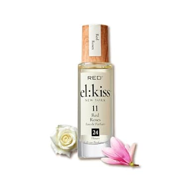 EL:KISS Roll On Perfume, Red Roses Inspired by Jo M Eau de Parfum 12mL (.40 Fl Oz), Hydrating & Long-Lasting, Alcohol-Free & Mineral Oil-Free, Infused with Jojoba, Argan & Coconut Oil