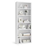 VASAGLE Bookshelf, 23.6 Inches Wide, 6-Tier Open Bookcase with Adjustable Storage Shelves, Floor Standing Unit, Cloud White ULBC166T14