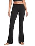CRZ YOGA Womens Butterluxe Low Rise Flare Leggings 32" - Bootcut Yoga Pants with Pocket Wide Leg Buttery Soft Lounge Casual Black Medium