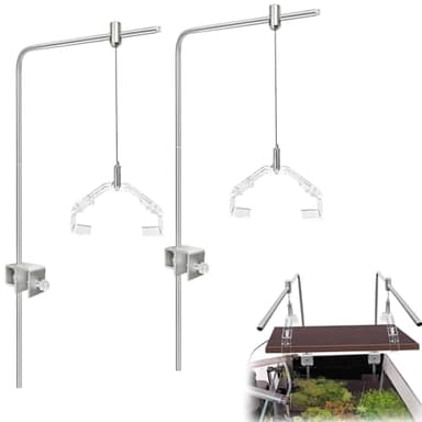 2 Pcs Aquarium Light Riser Stand for Fish Tanks - Adjustable Tank Light Holder Fits 5–24" LED/T5/Hybrid Fixtures, Saltwater & Freshwater Aquarium Light Hanging Kit