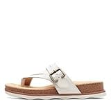 Clarks womens Brynn Madi Flat Sandal, White Leather, 6.5 US