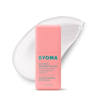 BYOMA De-Puff + Brighten Eye Gel - Lightweight Gel Eye Cream for Dark Circles, Puffiness & Wrinkles - Under Eye Cream With Hyaluronic Acid & Vitamin C - Barrier Repair Skincare - 0.68 fl. oz