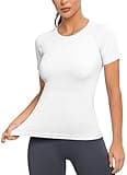 MathCat Workout Shirts for Women, Workout Tops for Women, Yoga Short Sleeve Shirts Soft Seamless Gym Shirts White
