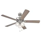 DESIGNERS FOUNTAIN Stellant 52 inch Indoor/Covered Outdoor Brushed Nickel Standard Mount Ceiling Fan with Light Kit and Pull Chain Control, FP-STL52B30-BN