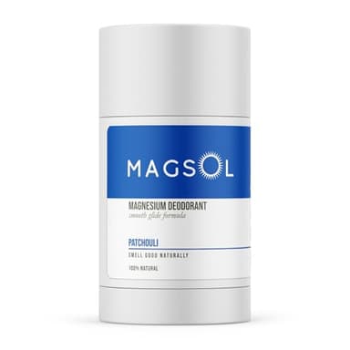 MAGSOL Magnesium Deodorant for Men, Aluminum Free, Baking Soda Free Natural Deodorant for Sensitive Skin, Long Lasting Odor Protection with Sweet Almond Oil, Patchouli 2.6 oz