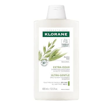 Klorane Ultra-Gentle Shampoo with Oat Milk - Sulfate-Free - Dermatologist and Pediatric Tested - Hypoallergenic, Vegan, Plant-Based Fomula - High Tolerance Formula for Whole Family - 13.5 fl. oz.