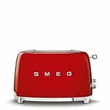 SMEG 2 Slice Toaster with 6 Presets and Defrost Function and Removable Crumb Tray TSF01RDUS, RED
