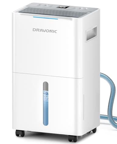 Dravonic 21 Pints Dehumidifier for Basement, 1500 Sq. Ft Dehumidifiers for Home with Drain Hose, Quiet Smart Humidity Control for Bedroom Bathroom with Auto Shut Off, 24H Timer