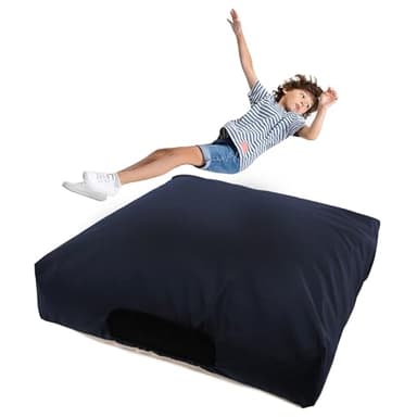 Matini Sensory Crash Pad for Kids & Adult – Crash Mat with Foam Blocks, Waterproof Cover, Non Slip Bottom, Soft Fabric Sensory Pads, Landing Mat for Jumping, Relaxing & Play - 36" x 36" (Dark Navy)