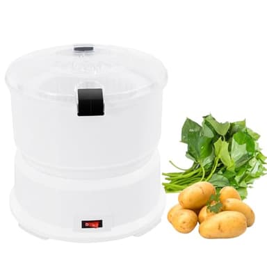 Electric Potato Peeler, 85W Commercial Potato Peeling Machine with Lid & Vegetable Dewatering Basket, One-Button Drive Automatic Vegetables Potato Peeler Spinner