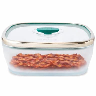 Anyday 10-Cup Square Glass Food Storage with Glass Lid | Plastic-Free Meal Prep & Microwave Cookware | Stackable Airtight Storage Container with Vented Lid for Microwave-Safe Reheating