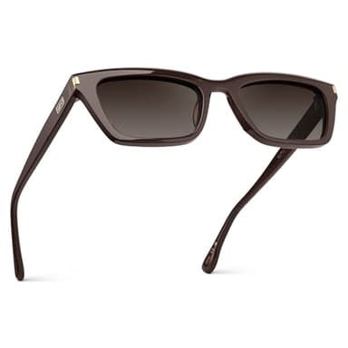 WearMe Pro WMP Eyewear – Women's Polarized Rectangular Cat-Eye Sunglasses: Narrow Glossy Frame, Chic Everyday Style (Mocha Brown/Brown Gradient Lens)