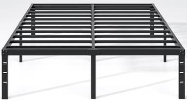 NEW JETO Metal Bed Frame,Full Size Bed Frame with Storage Space,Heavy Duty Sturdy Mattress Foundation,Easy Assembly,No Box Spring Needed, Black,12 Inch,Full