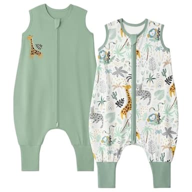 Yoofoss Toddler Sleep Sack with Feet 12-24 Months 100% Organic Cotton Baby Sleep Sack with Legs Toddler Wearable Blanket with 2-Way Zipper
