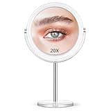 Fabuday Double Sided Magnifying Makeup Mirror - 1X/20X Magnification Mirror with Stand for Desk, Table Top Vanity Mirror with 360° Rotation, Two Way Magnified Make Up Mirror