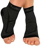 TechWare Pro Ankle Brace Compression Sleeve - Relieves Achilles Tendonitis, Joint Pain. Plantar Fasciitis Foot Sock with Arch Support Reduces Swelling & Heel Spur Pain. (Black/Black, L/XL)