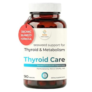 Thyroid Support Supplement for Women & Men – Organic Seaweed Iodine Formula with Kelp, Bladderwrack & Dulse – Plant-Based, No Synthetic Iodine – Supports Healthy Thyroid Function – 90 Capsules