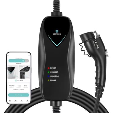 Lectron Level 1 J1772 Charger (WiFi Version) - 120V, 15 Amp, NEMA 5-15 Plug, 16 ft Extension Cord - Portable Electric Car Charger for J1772 Evs