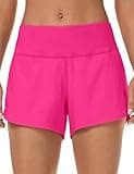 HeyNuts Focus Running Shorts for Women, Mid Waisted Athletic Shorts with Liner Workout Shorts with Zipper Pocket 4'' Dazzling Pink XS(0/2)