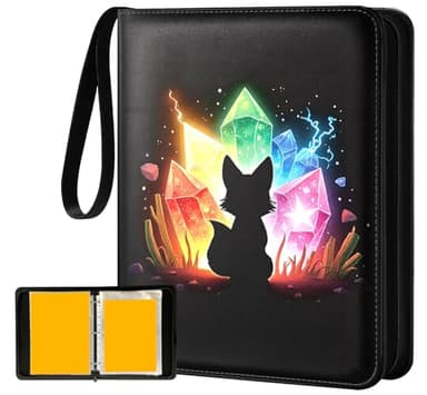 Gurgitat for Jumbo Card Binder 80 Pockets for XL Jumbo Cards - Trading Card Collection Album Folder Double Sided Pocket with Zipper for Men Boys Girls Teens for Game Cards, Colorful Fox