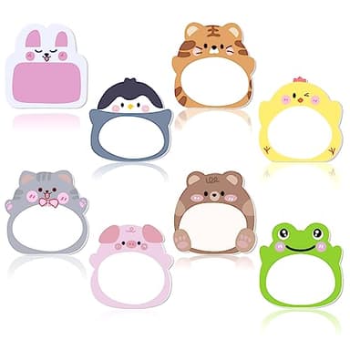 160 Sheets Cartoon Animal Sticky Notes, Cute Cartoon Memo Sticky Note Self Stick Animal Notepad Page Markers Flags for Home, School and Office, 8 Styles 7 x 6 CM