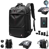 Hrtesus Air Backpack With Pump, Airpack Backpack With Vacuum Packin, 60L Expandable Backpack with Vacuum Compression (Black(with pump))