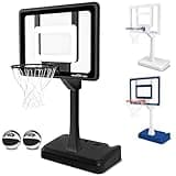 GoSports Splash Hoop Elite Pool Hoop Basketball Game with Water Weighted Base, Adjustable Height, Regulation Steel Rim and 2 Pool Basketballs - Black