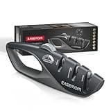 Kitchen Knife Sharpener, 5 Adjustable Sharpening Angle - Handheld Pocket Knife Sharpener, Ergonomic Design, with Coarse & Fine for Scissors, Professional Chef's Knives (BLACK)