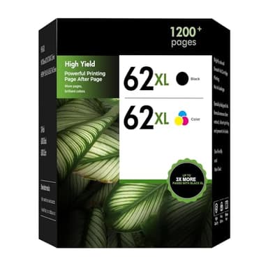 WOWTONER 62XL 62 Ink Cartridges Black and Color Combo Pack Envy 7640 5660 Replacement for 62 62XL 62 Ink Envy 5540 7645 5740 5661 5746 OfficeJet 250 200 Printer High Yield Black Tri-Color 2-Pack