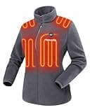 Venustas Women's Fleece Heated Jacket with Battery Pack, Soft Lightweight Heating Coat, Durable YKK Zipper