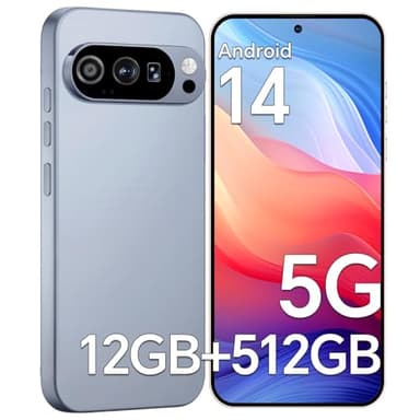 lolhtvlol X9 Unlocked Cell Phones Q56, 12GB+512GB Android 14 Phone, 5000mAh Battery, 6.8'' Screen Android 14 Mobile Phone, 48MP+108MP Camera 5G Cell Phone, Face ID/Dual SIM/WiFi/Bluetooth (Gray)