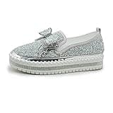 N AB Women's Casual Fashion Platform Rhinestones Glitter Slip On Sneakers Cute 9.5
