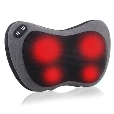 GAXEZO Shiatsu Neck and Back Massager with Heat - Deep Tissue Massage Pillow for Neck, Back & Shoulders Pain Relief, Ergonomic Design Electric Massager for Home, Car, Office Use, Gray