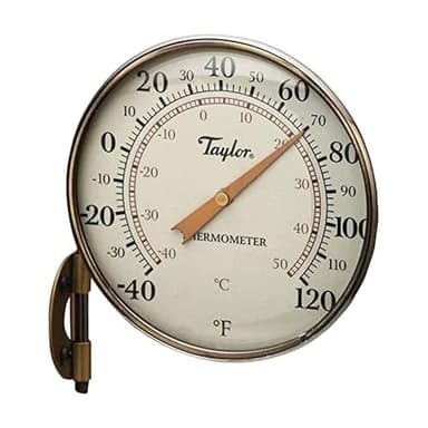 Taylor Heritage Metal Dial Thermometer, Easy to Read Numbers for Patio, Pool, and Indoor Areas, Bronze Trim, 4.25-Inch