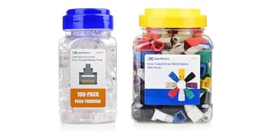 Cable Matters 100-Pack Cat 6 Pass Through RJ45 Connectors/Modular Plugs & 8-Color 200-Pack RJ45 Strain Relief Boots