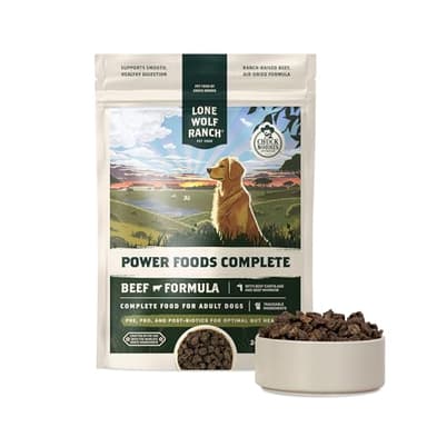 Lone Wolf Ranch Chuck Norris Power Foods Complete Air-Dried Dog Food with High Protein, Superfoods, and Glucosamine (Beef, 24oz)