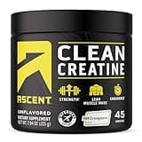 Ascent Clean Creatine Monohydrate Powder - 5G Per Serving, Creapure Creatine Supplement - Unflavored, 45 Servings