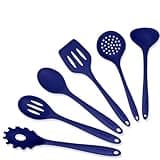 Culinary Couture Blue Silicone Kitchen Utensils Set of 6, Non-Stick Heat-Resistant Silicone Kitchen Utensils Set with Steel Inner Core