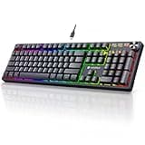 KOORUI Wired Gaming Keyboards with Brown Switch,Hot-Swap Mechanical Keyboard with Volume Knob, 26 RGB Backlit Light Up Keyboard, Full Keys Anti-Ghosting, Dual Color Injection Molded Keycaps for PC