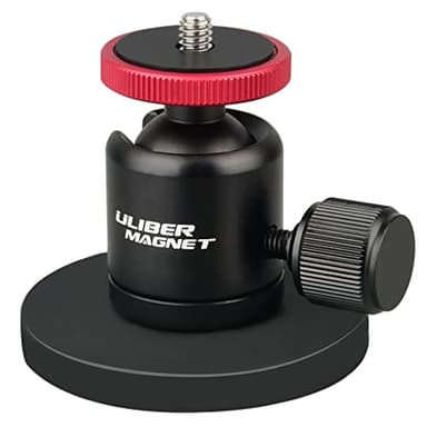 ULIBERMAGNET 60lb Magnetic Camera Mounting Base with Mini Ball Head, Super Strong Rubber Coating Neodymium Magnet with 1/4’’-20 Male Thread Stud for Security Camera.