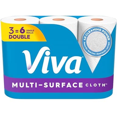 Viva Multi-Surface Cloth Paper Towels, Choose-A-Sheet Size, 3 Double Rolls, 110 Sheets per Roll (Packaging May Vary)