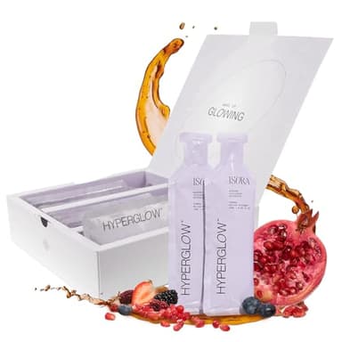 Isora HyperGlow Liquid Collagen Shots (15 Pack, Mixed Berries) - 5500mg Korean Marine Collagen Drink with Biotin, Beauty Drink for Skin, Hair, Nails in Travel Packets to Go with Real Juice