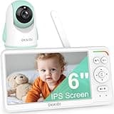 OKAIDI Baby Monitor with Camera and Audio,6.0" IPS Screen Baby Camera Monitor with 150 Languages Supported,30H Battery,1000ft Range Travel Baby Monitor No WiFi,Night Vision,2-Way Audio