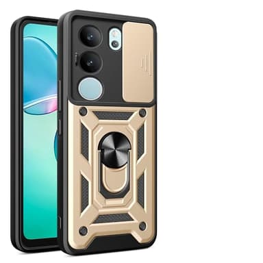 Compatible with vivo V29 V2250 Case [2 in 1 Slide Camera Lens Cover] Compatible with vivo V29 5G Phone Case Cover Golden