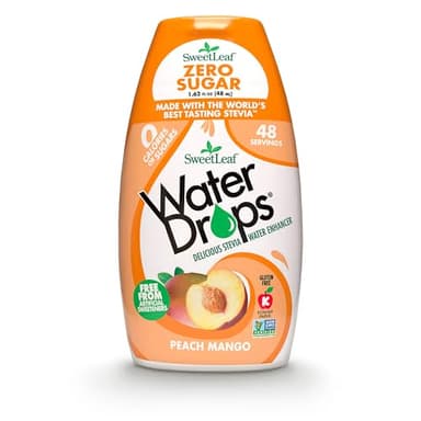 SweetLeaf Water Flavoring Drops- Stevia Water Enhancer, Sugar Free, Zero Calorie Water Additive for Flavor, Contains Monk Fruit Extract, Gluten Free, Keto Friendly- Peach Mango, 1.62 Fl Oz (Pack of 1)