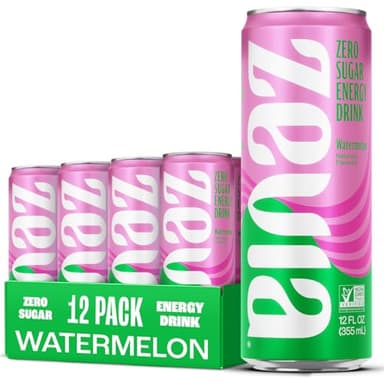 Zevia Zero Sugar Energy Drink, Watermelon, 12 oz Cans (12-Pack) – Naturally Sweetened, Non-GMO Project Verified, Gluten-Free, Vegan