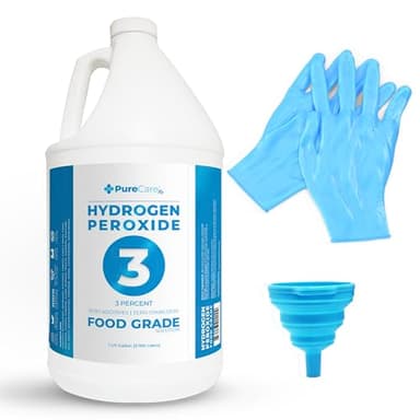 3% Food Grade Hydrogen Peroxide (1 Gallon) - No Added Stabilizers - Made in The USA derived from 35% Food Grade Hydrogen Peroxide